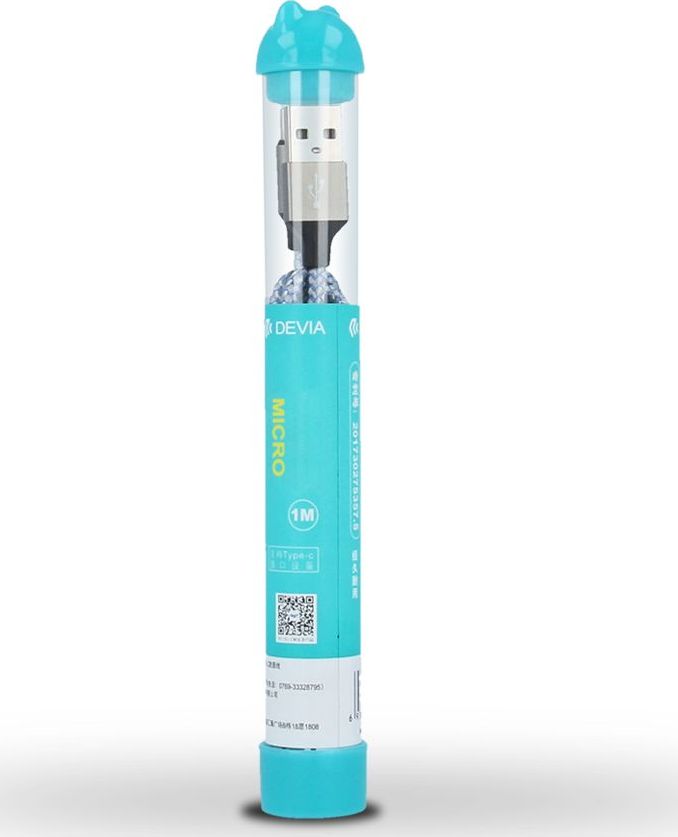 Kabllo USB Devia, microUSB Type B, 1m, 2.4A, argjendi