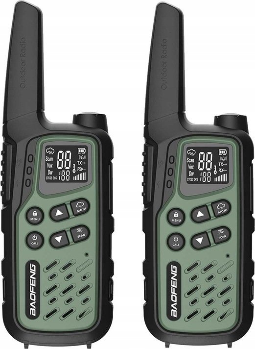 Set walkie talkie Baofeng BF-25E PMR, 10 km, 16 kanale, i gjelbër