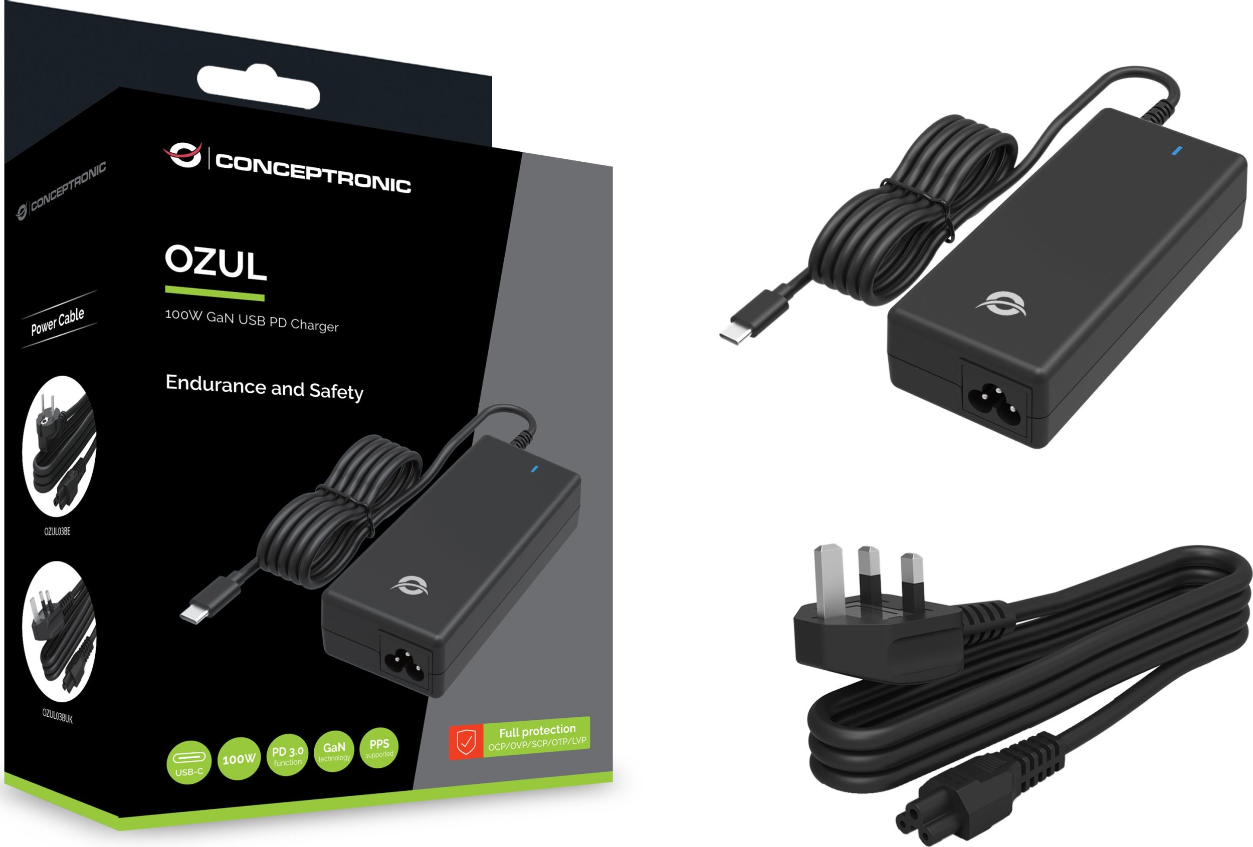 Karikues desktop LevelOne Conceptronic OZUL03BUK, 100W GaN, USB PD, me prizë UK