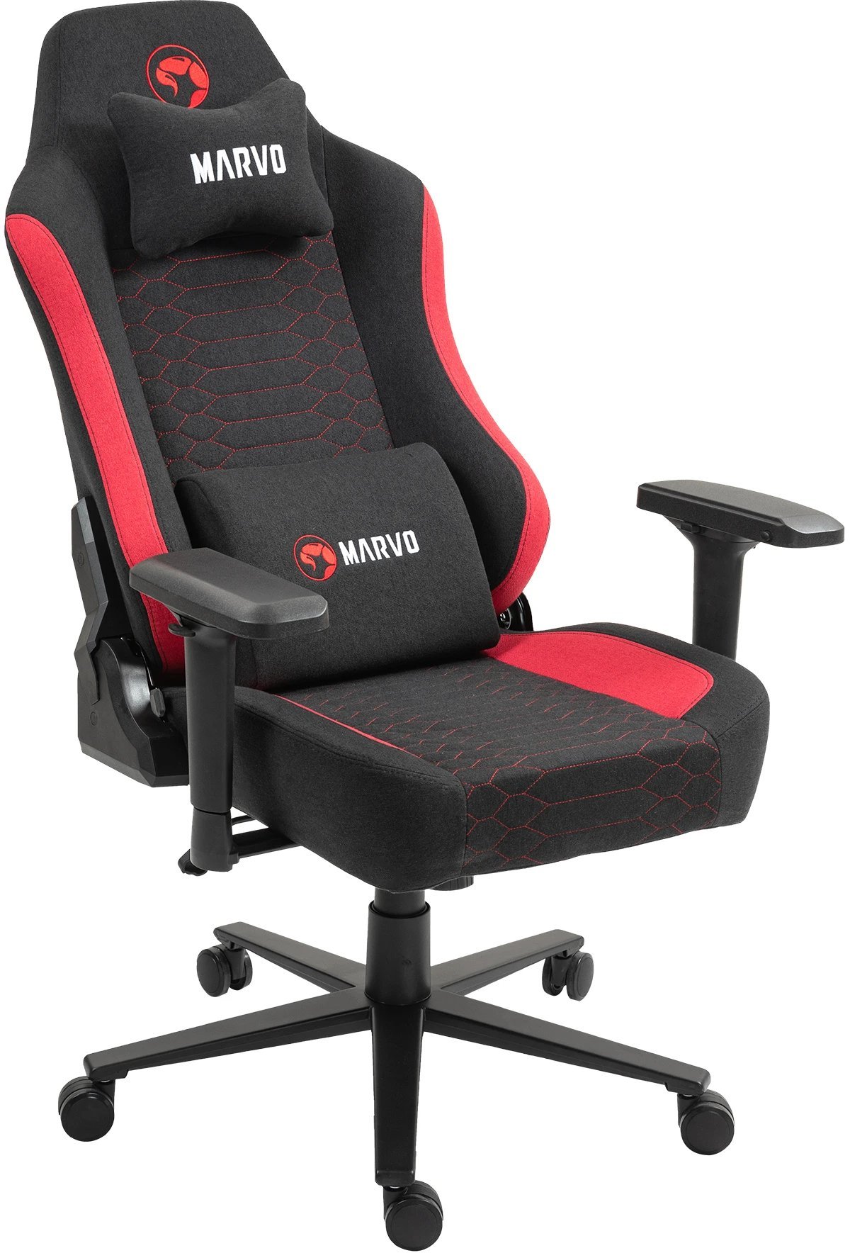 Karrige gaming Marvo KAHN RED, ergonomike, me krahë 4D, zi e kuqe