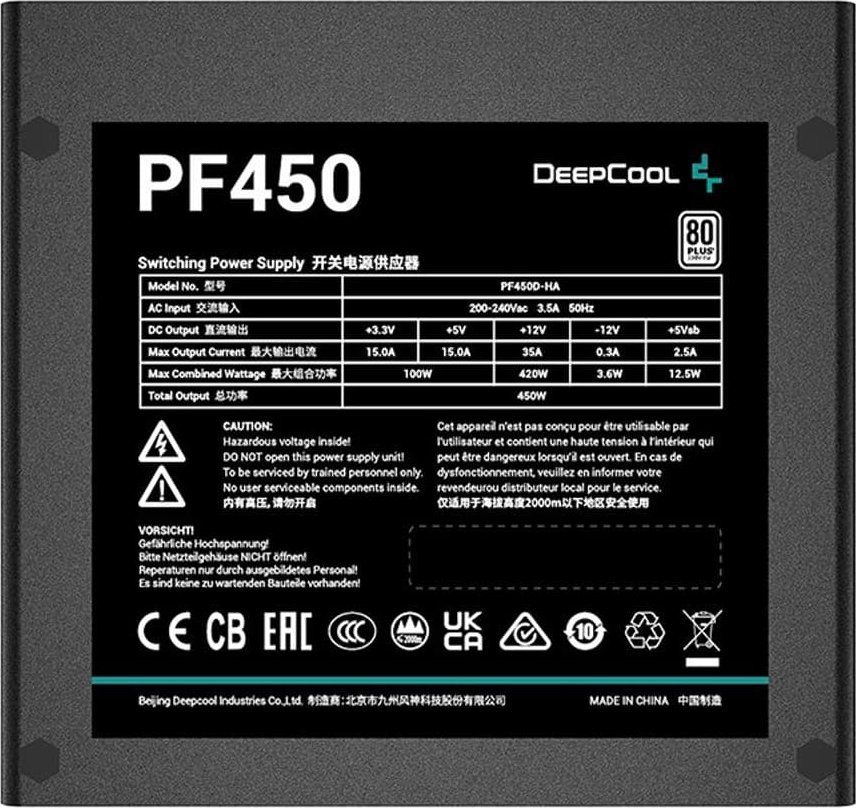 Furnizues energjie Deepcool PF450, 450W, 80 Plus 230V EU, i zi