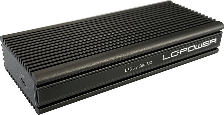 Kuti e jashtme SSD LC-Power LC-M2-C-NVME-2X2, M.2 NVMe, USB-C 3.2 Gen 2x2, gri