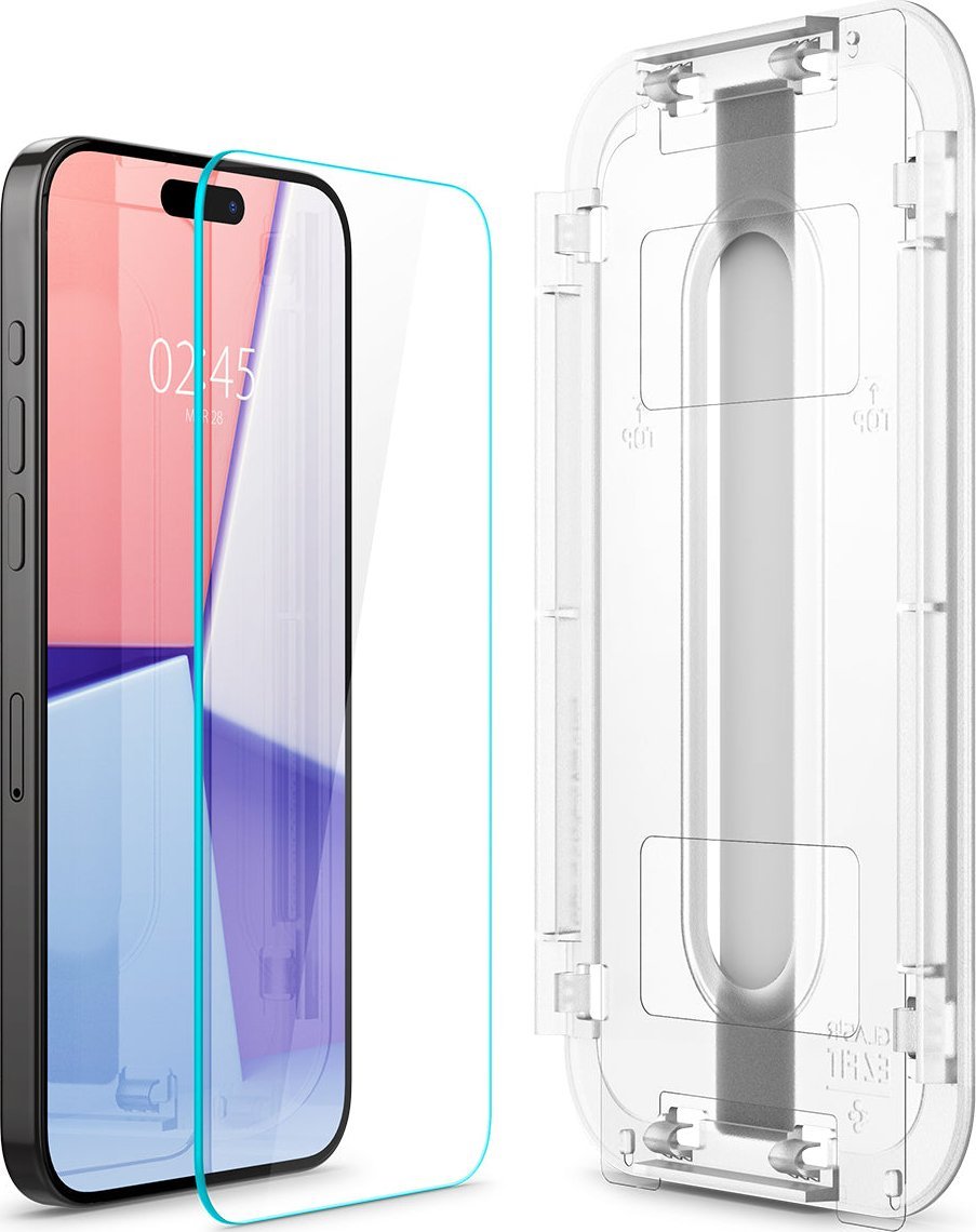 Xham mbrojtës Spigen Glas.TR EZ Fit për iPhone 15 Pro, tempered glass, set 2 copë, transparent