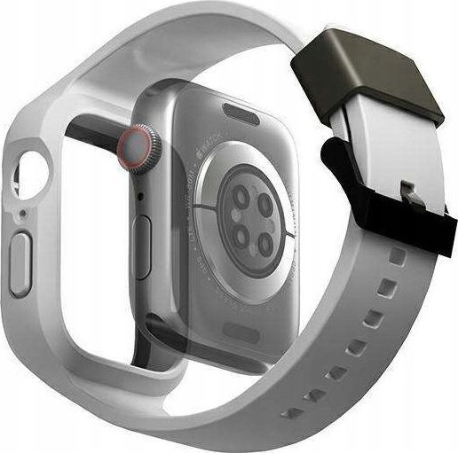 Rrip dhe mbrojtëse UNIQ Monos 2in1 për Apple Watch 44mm 45mm, plastik, gri