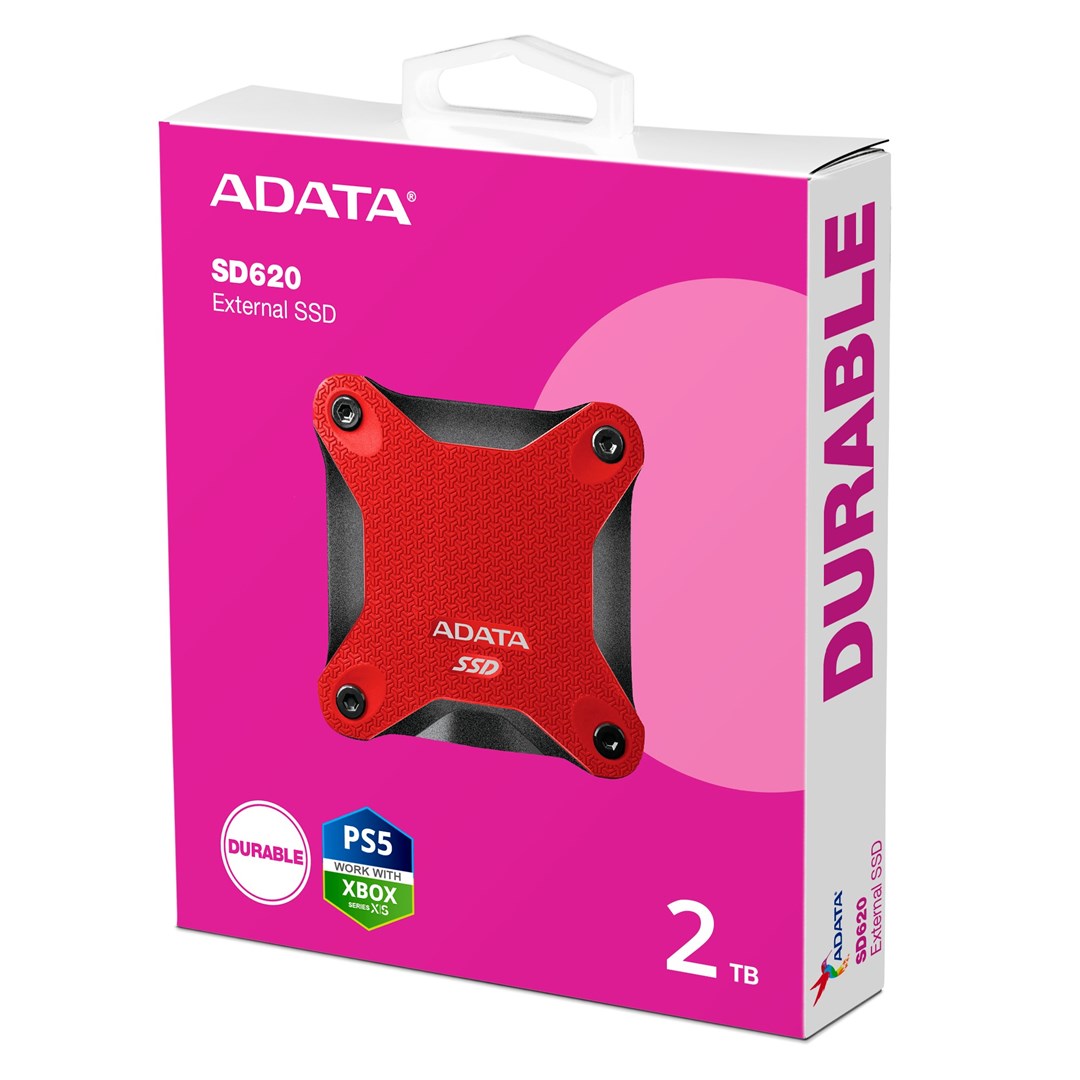 Надворешен SSD диск ADATA SD620, 2TB, USB 3.2, црвен