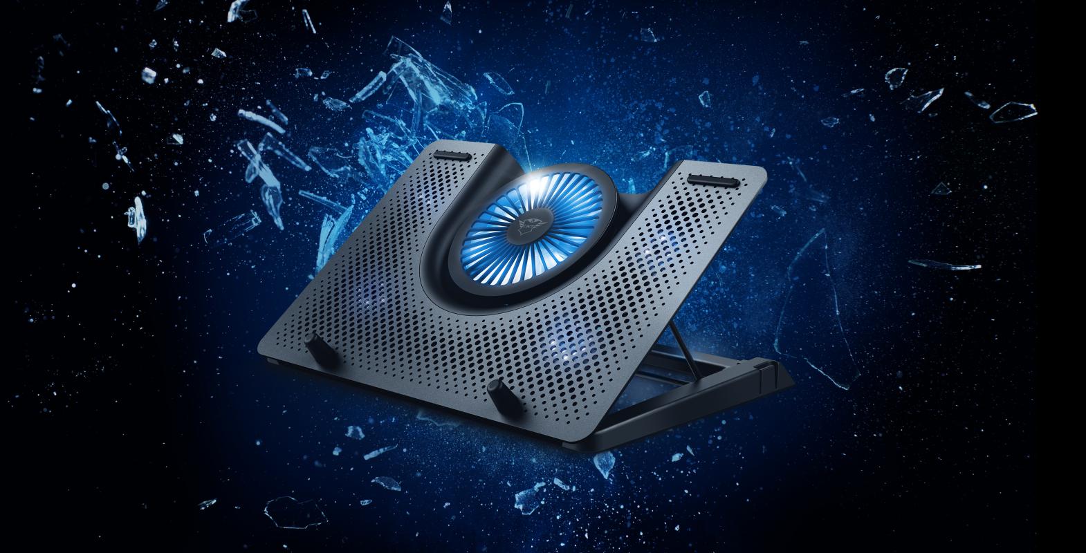 Bazë ftohëse për laptop Trust GXT 1125 Quono, 17.3", 5 ventilatorë, ndriçim blu