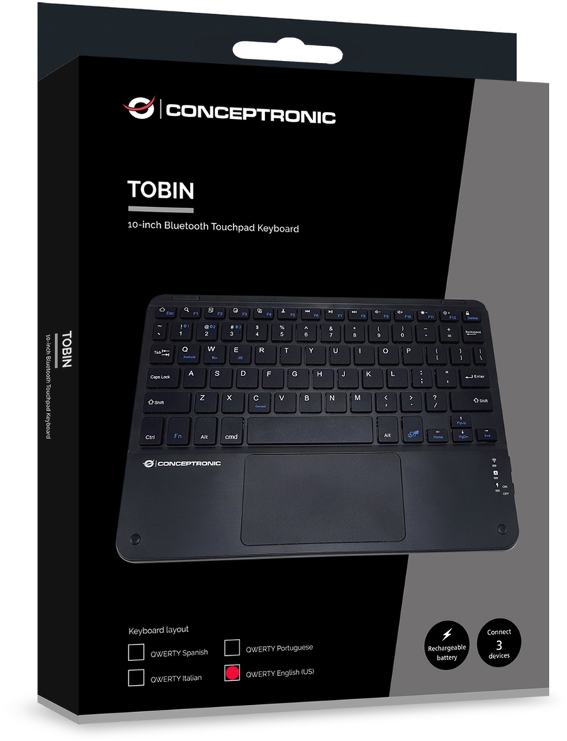 Tastierë wireless Conceptronic, layout QWERTY US EN, e zezë