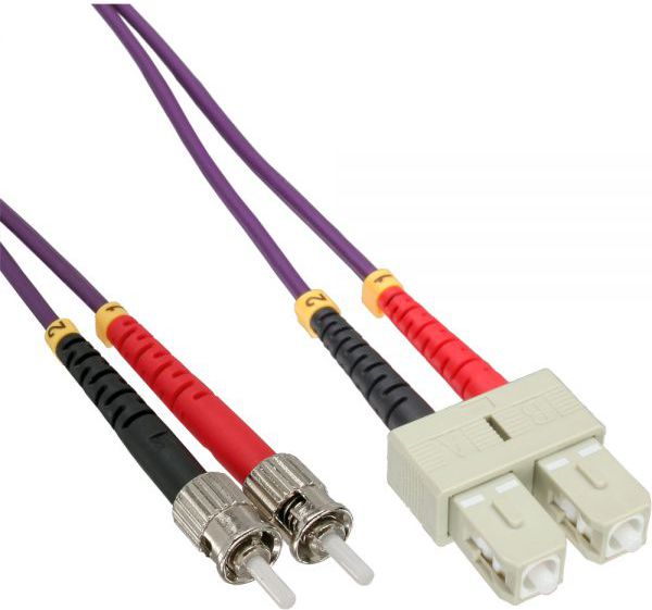 Kabllo fibër optike InLine Patchcord SC në ST, OM4 50/125µm, 5m, vjollcë