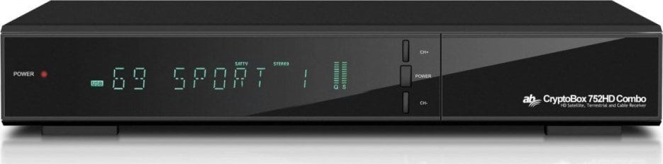 Marrës satelitor AB CryptoBox 752HD Combo, DVB T2 S2 C, Full HD, i zi
