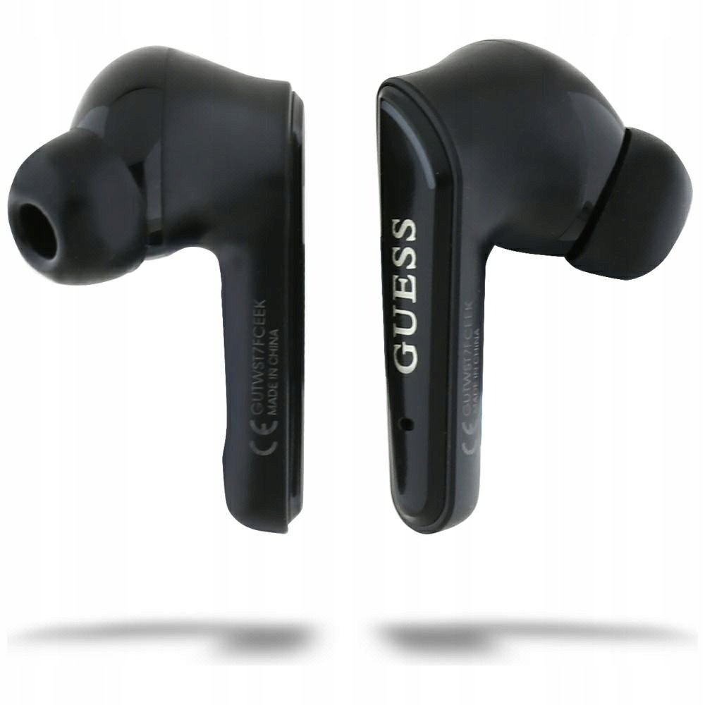 Kufje wireless Guess Glossy Classic Logo TWS, me Bluetooth, me kuti karikimi, të zeza
