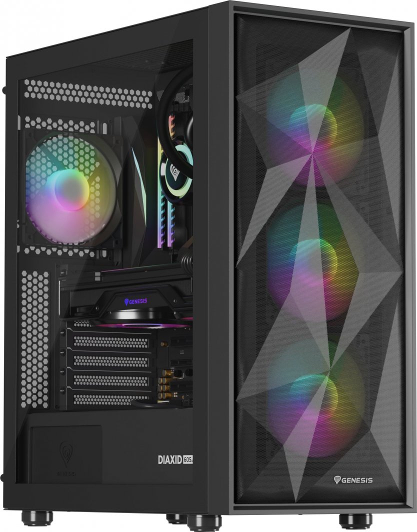 Kasë Genesis Diaxid 605 ARGB, e zezë, Midi Tower