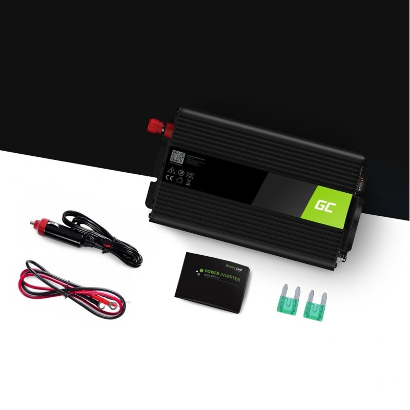 Inverter auto Green Cell INV02DE, 300W, me portë USB, i zi