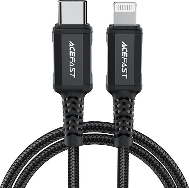 Kabllo USB Acefast USB C në Lightning, 1.8 m, 30W, e zezë