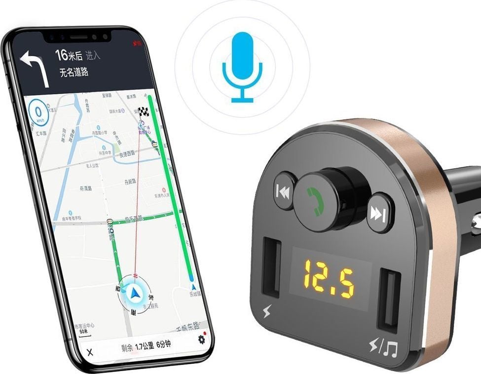 Karikues telefoni për makinë Dudao FM, 2x USB-A 3.4 A