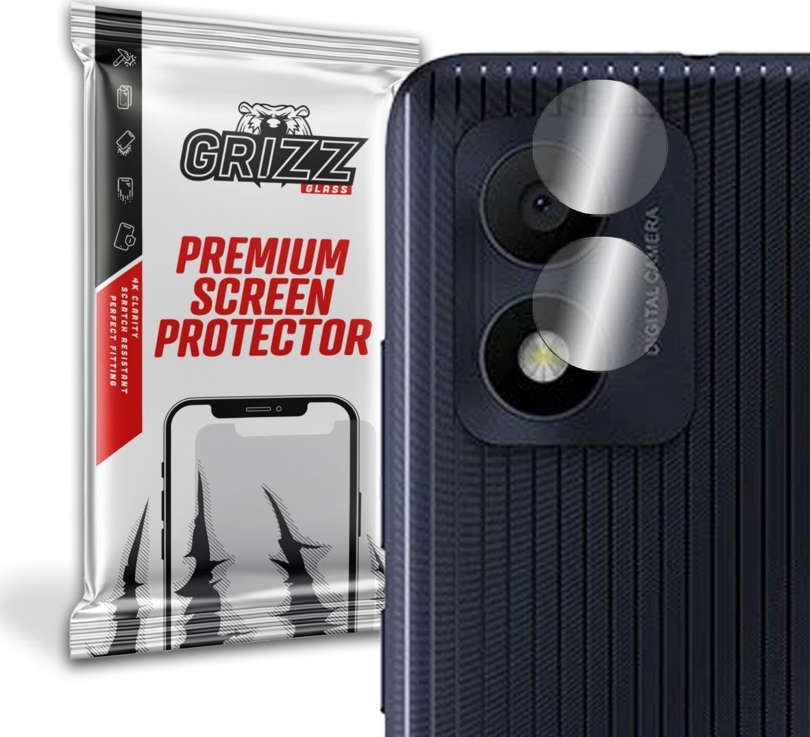 Mbrojtës kamere GrizzGlass për Alcatel 1B 2022, xham hibrid, transparent