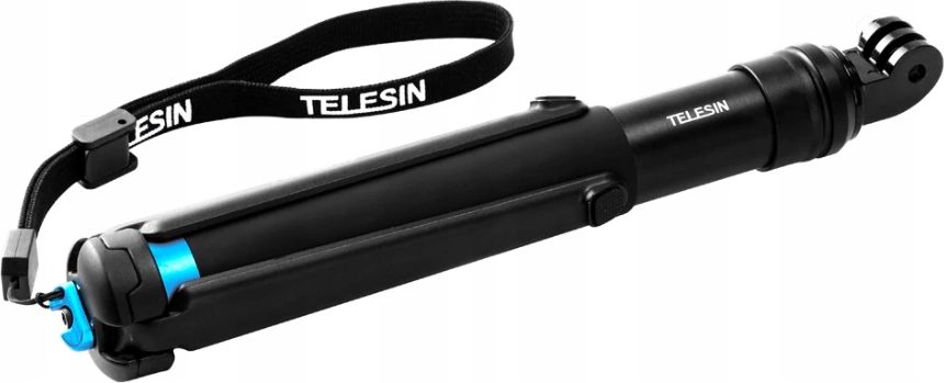 Selfie stick trekëmbësh Telesin GP-MNP-090-S, 20-90cm, për kamera sportive, i zi
