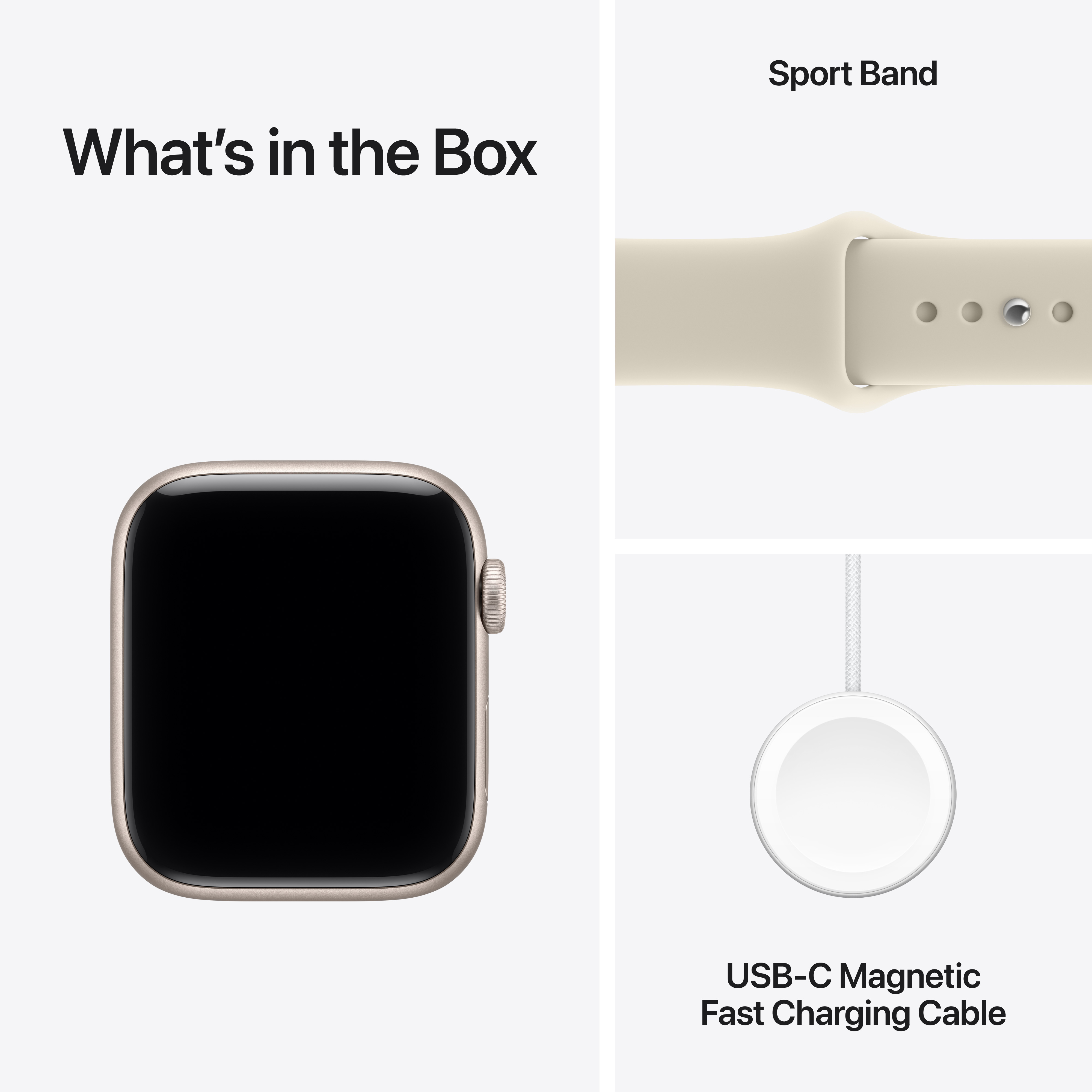 Apple Watch SE3 v2 GPS 44mm Starlight Aluminum Case with Sand Sport Band, M/L