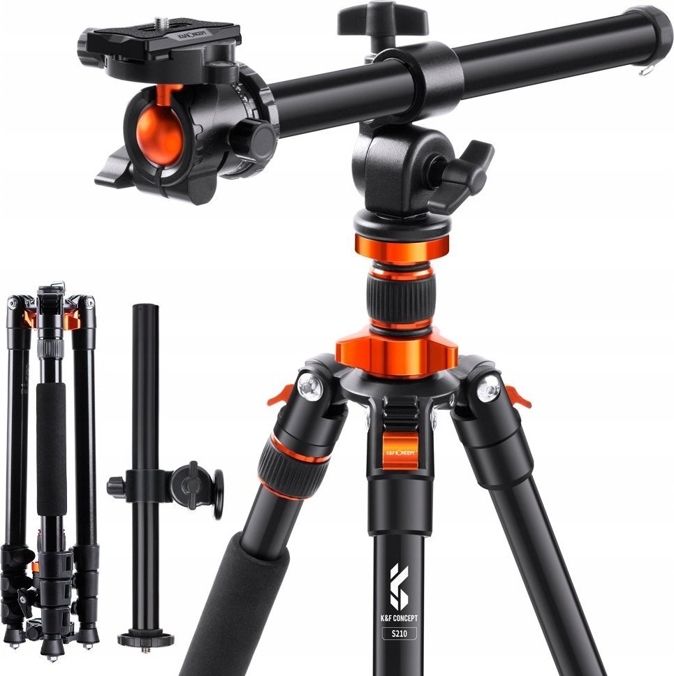 Tripod fotografik K&amp;F Concept S210 KF09.087V4, 231cm, 3 në 1, i zi