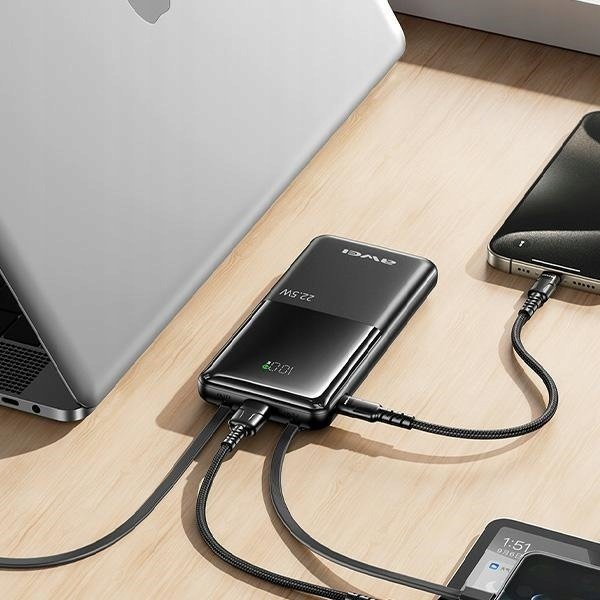 Powerbank Awei P76K, 10000mAh, 22.5W, ekran digjital LED, i zi