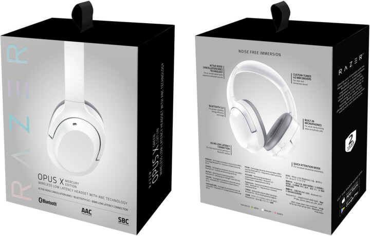 Kufje Razer Opus X, Mercury Edition, të bardha