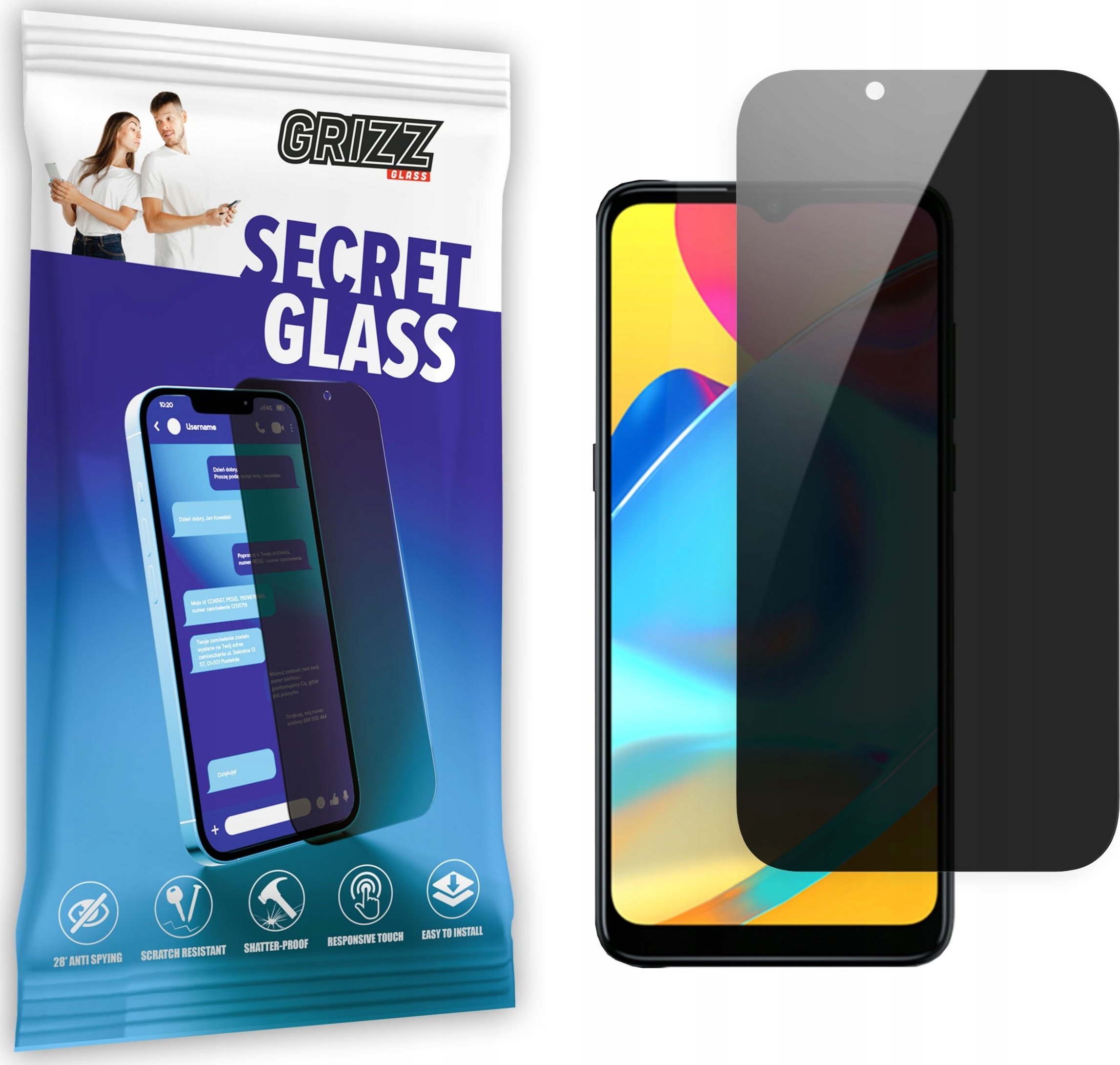 Xham mbrojtës privatësie Grizz SecretGlass për Coolpad Cool 20 Pro 5G, 9H, transparencë e lartë