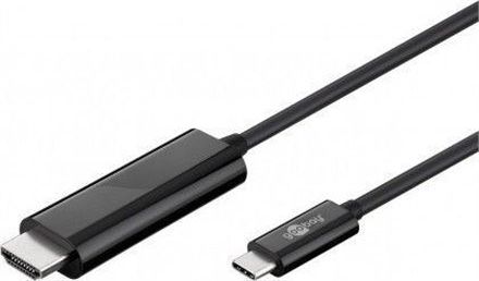 Adapter video Goobay 77528, USB Type C në HDMI, 1.8 m, 4K 60 Hz, i zi