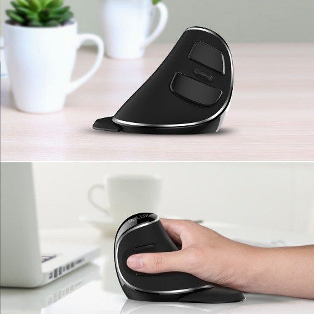 Maus ergonomik Delux M618, wireless, 1600 DPI, argjendtë