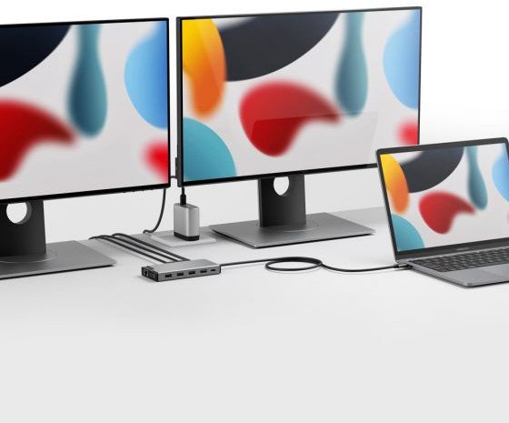 Dok universal Vention Mini Dock DV2, 12 në 1, kompakt, gri