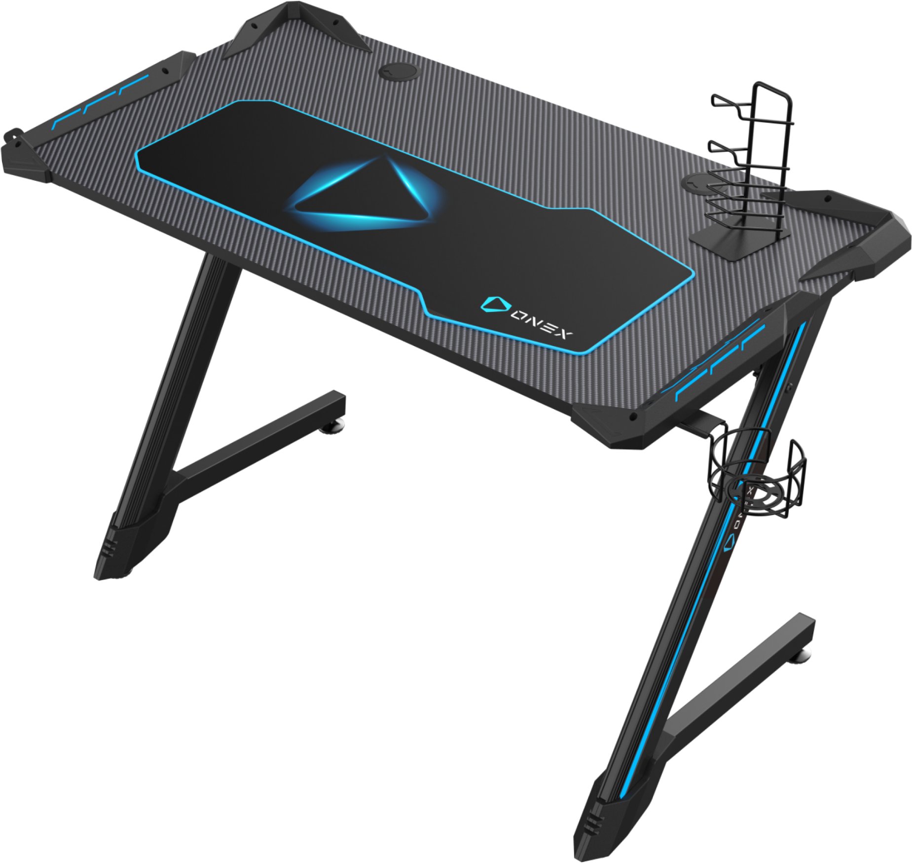 Tryezë gaming ONEX GD1200Z, RGB LED, me mouse-pad të plotë, e zezë me detaje blu