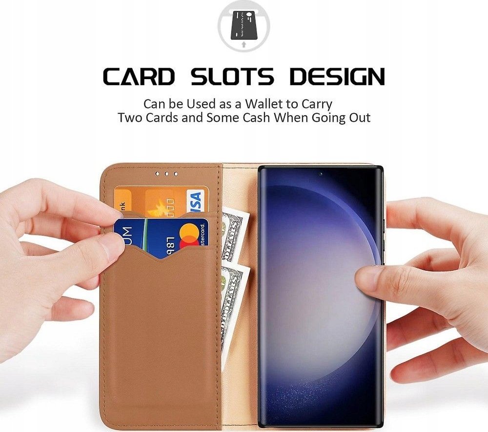 Mbulesë telefoni DUX DUCIS Samsung Galaxy S24 Plus Hivo, me kapak, me xhepa kartash, kafe