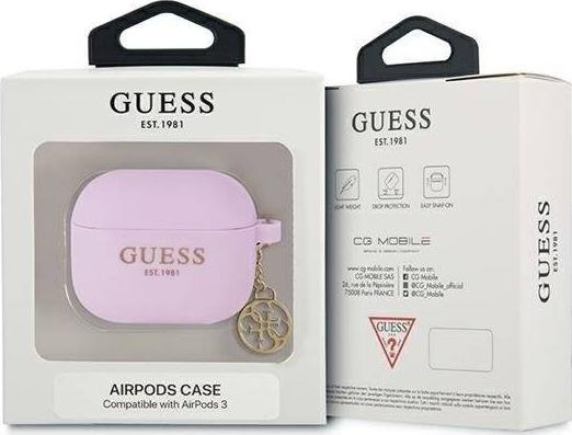 Kuti mbrojtëse Guess Charm Collection për AirPods 3, vjollcë
