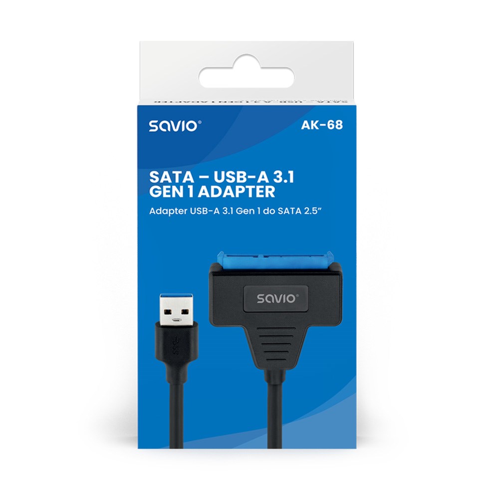 Adapter USB A në SATA Savio AK-68, 3.1 Gen 1, për disqe 2.5", i zi