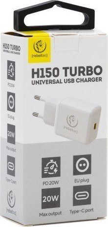 Karikues rrjeti Rebeltec H150 Turbo PD 20W, USB Type C, i bardhë