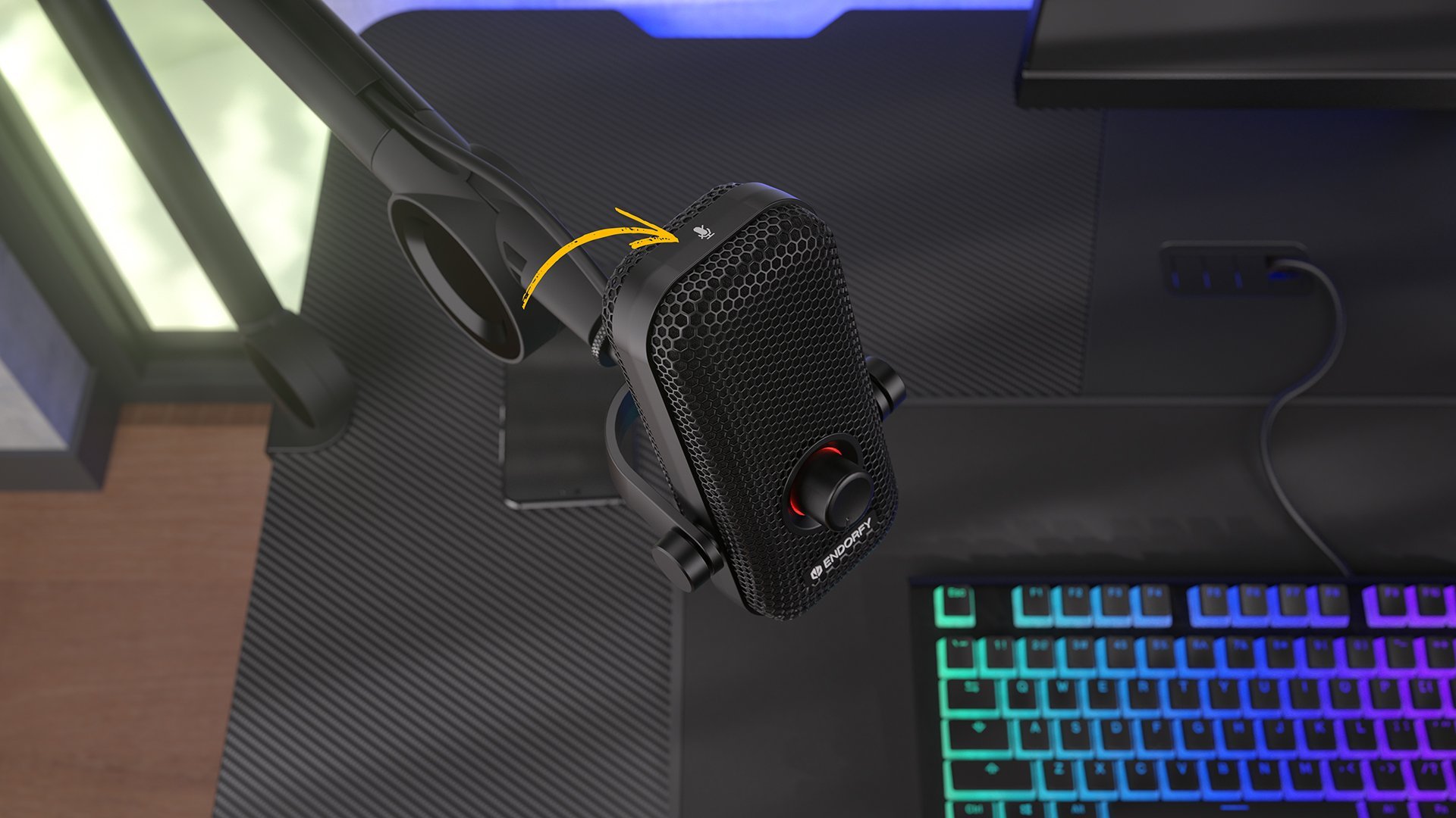 Mikrofon ENDORFY, USB, për lojëra dhe streaming, i zi