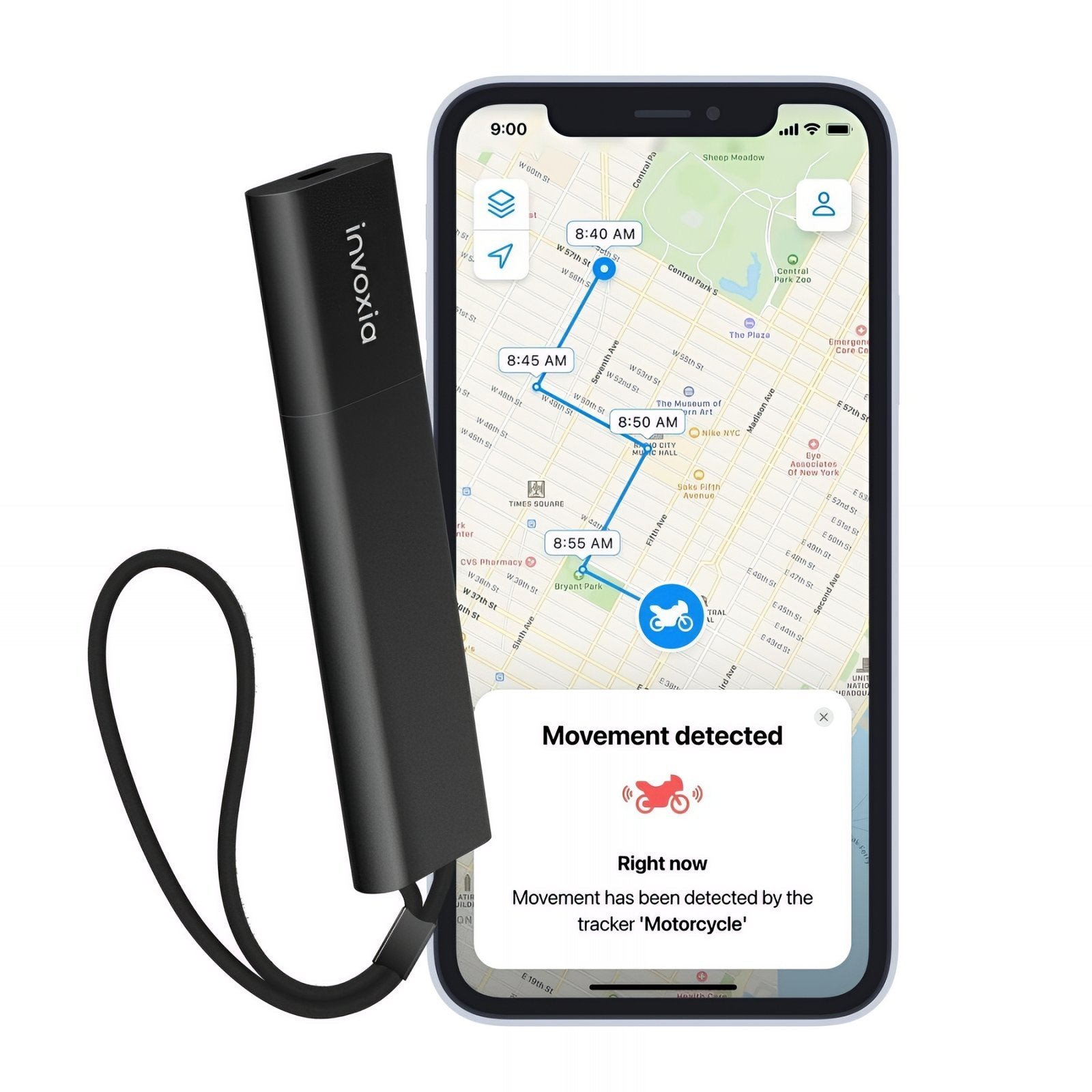 GPS тракер Hydratis SIM Network, следење во реално време, за велосипед, црн