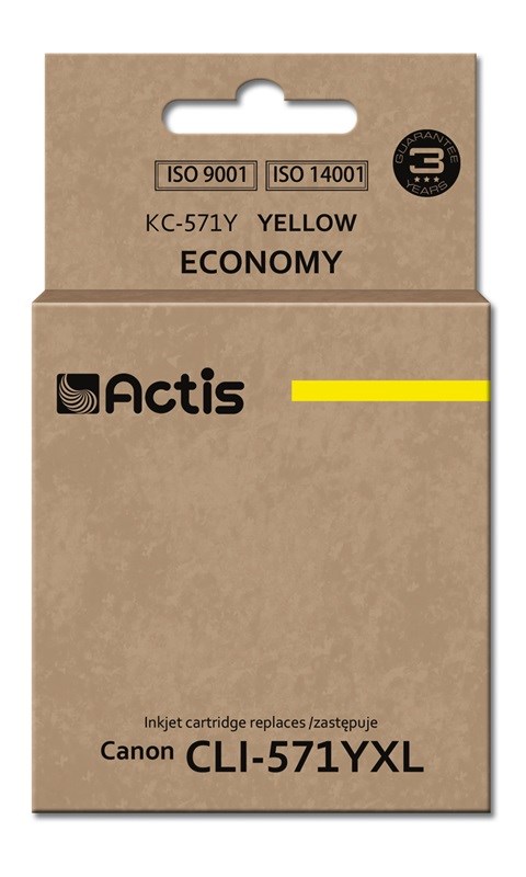 Ngjyrë për printer Actis KC-571Y (zëvendësim për Canon CLI-571Y), 12 ml, e verdhë