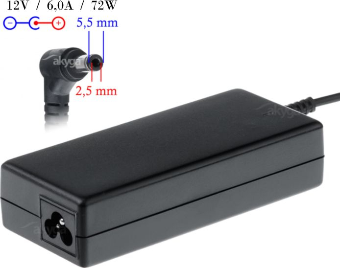 Karikues laptopi Akyga AK-ND-28, 72W, 12V 6A, 5.5x2.5 mm, i zi