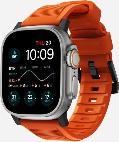 Rrip ore inteligjente Nomad Rugged Band, për Apple Watch 42 49 mm, rezistent ndaj ujit, i zi