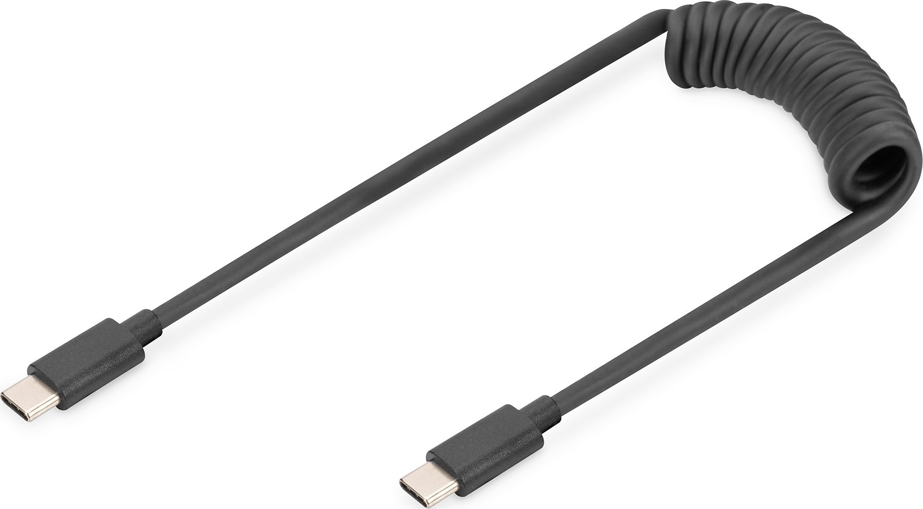 Kabllo USB Digitus USB C në USB C, spiral, 1 m, e zezë