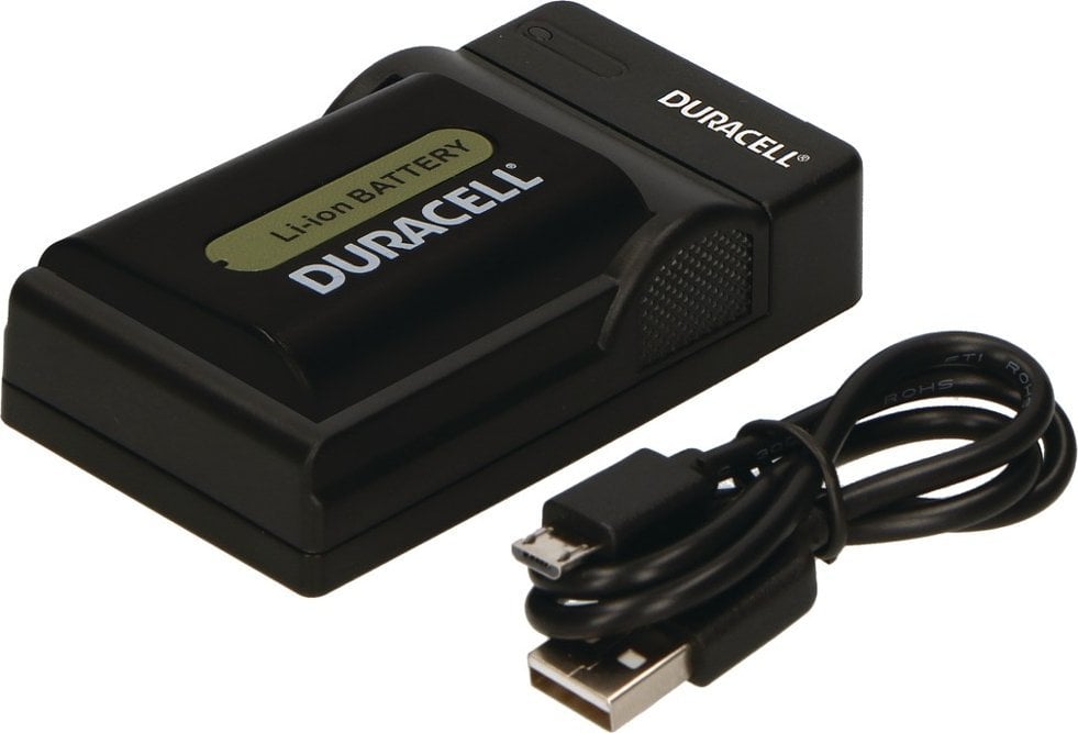Karikues baterie për kamera Duracell DRS5965, USB, për Sony NP FP50 90, i zi