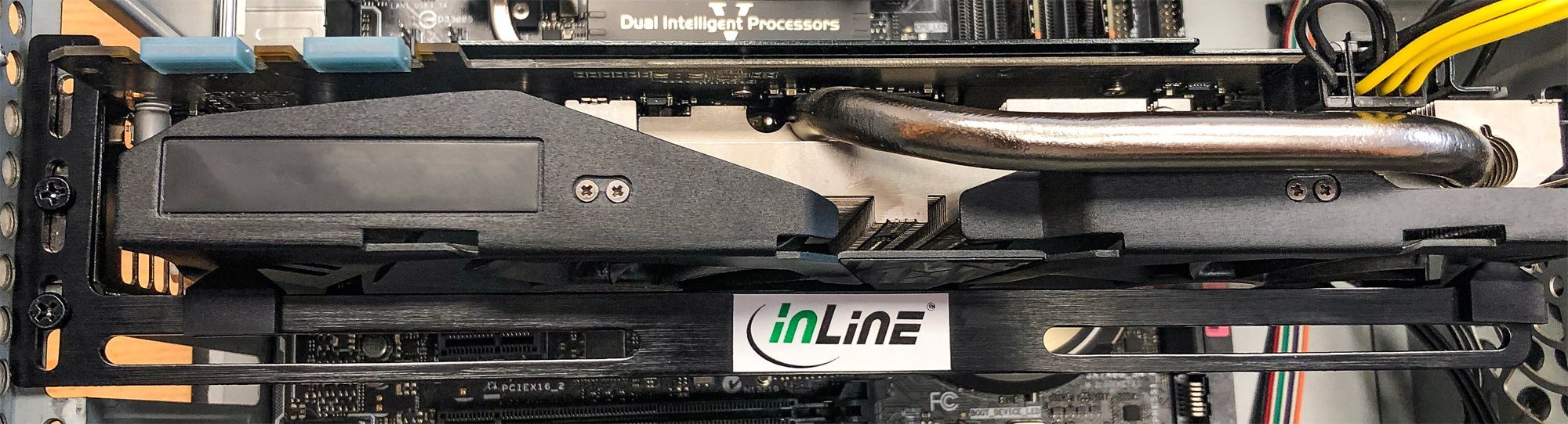Mbajtëse për kartë grafike InLine GPU Support, për kasa ATX, metal, e zezë