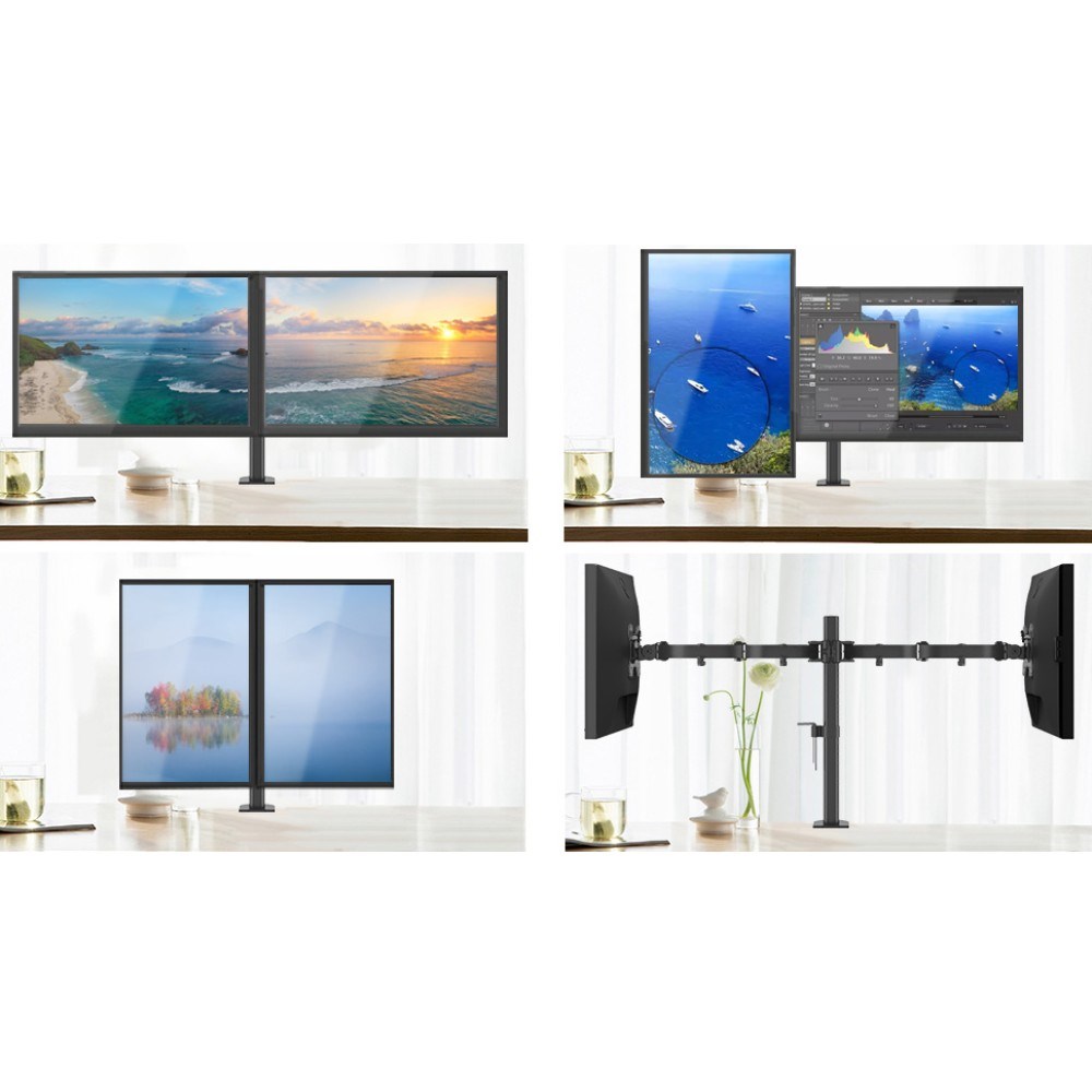Mbajtëse për dy monitorë Techly, 13-27", 20 kg, VESA 75x75/100x100, e zezë