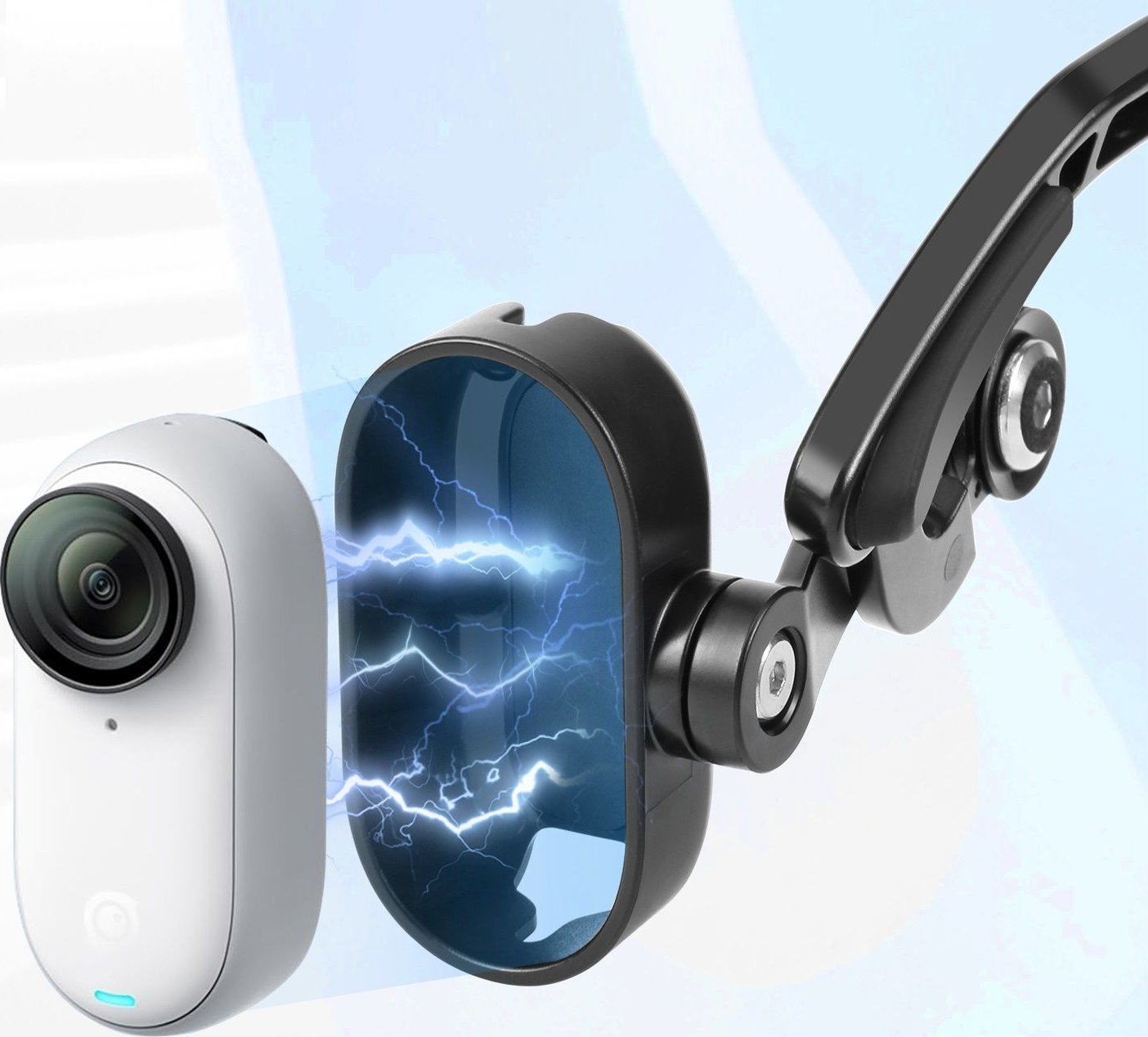 Mbajtëse koke magnetike Puluz PU974B për Insta360 GO 3 GO 3S, rregullueshme, e zezë