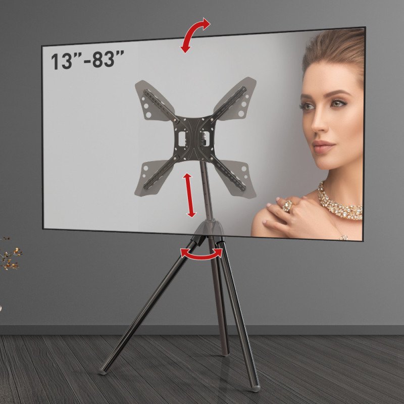 Stativ dyshemeje për TV Barkan, 13-83", VESA 600x400mm, 50kg, i zi