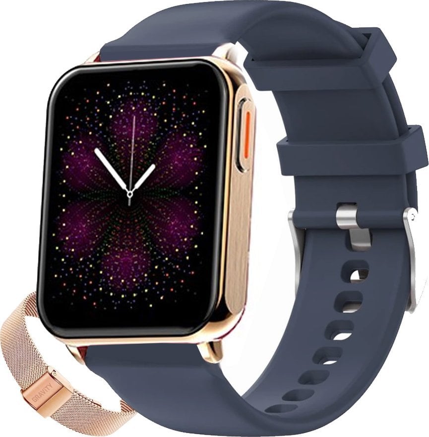 Ora inteligjente Gravity GT17-2, 2 rripa, rose gold navy blue