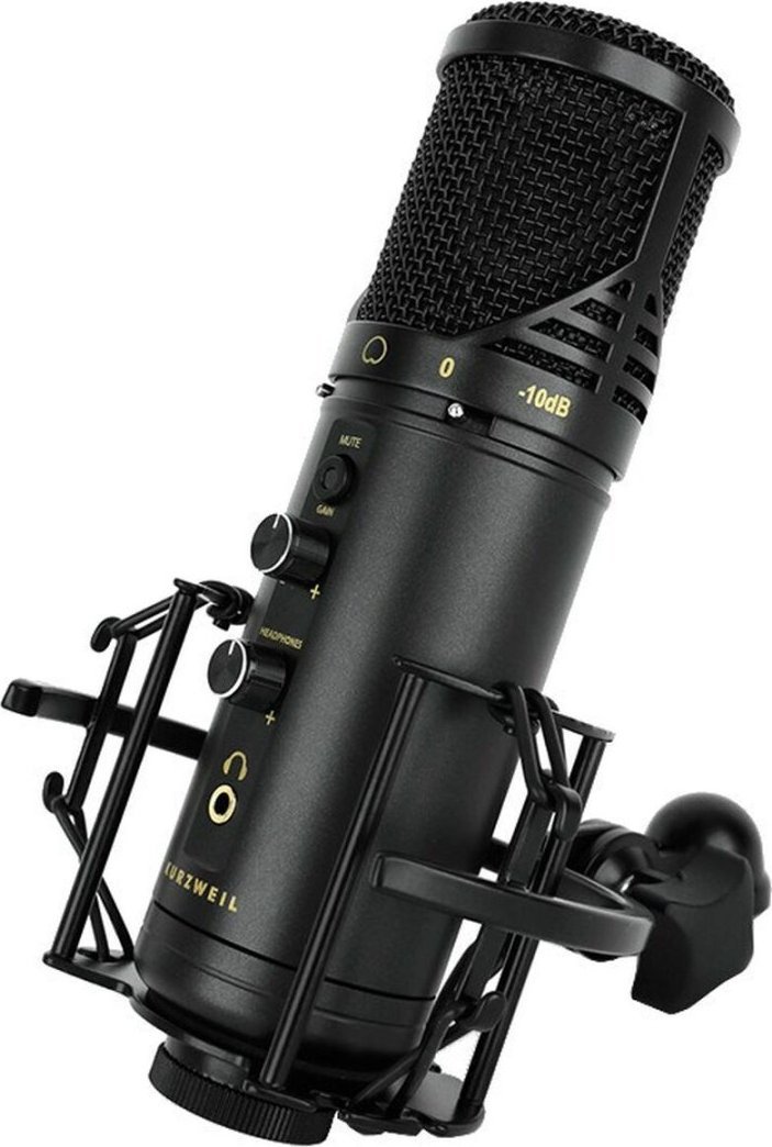 Mikrofon USB Kurzweil KM-1U-B, 24-bit, monitorim pa vonesë, i zi