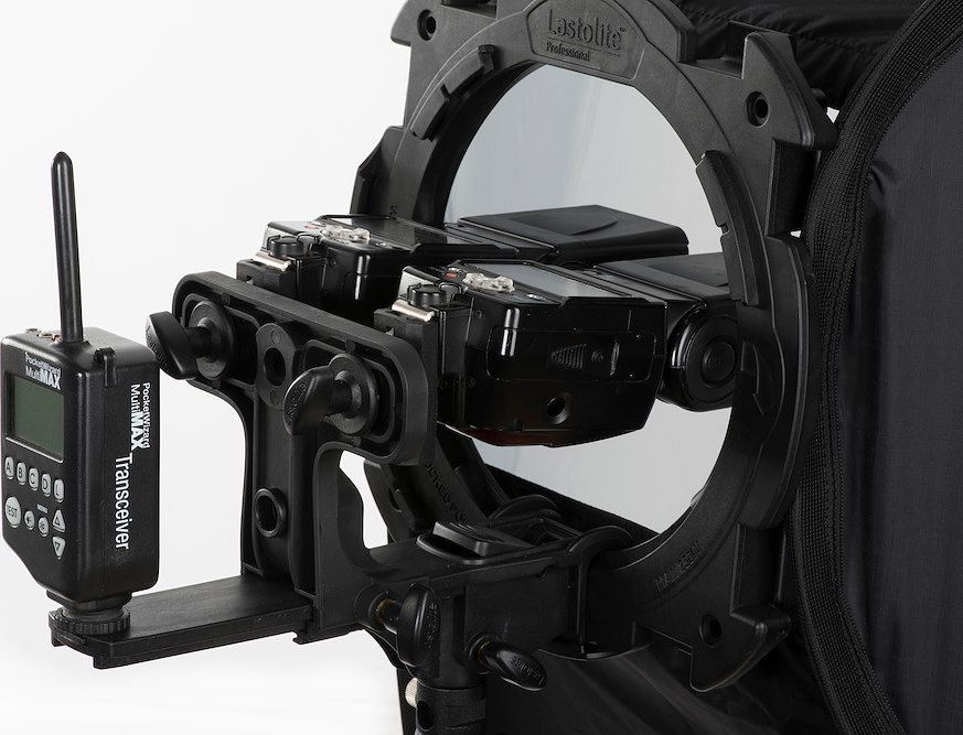 Mbajtës blici Manfrotto Ezybox Pro Speedlight Bracket, për 2 blicë, me mbajtës çadre