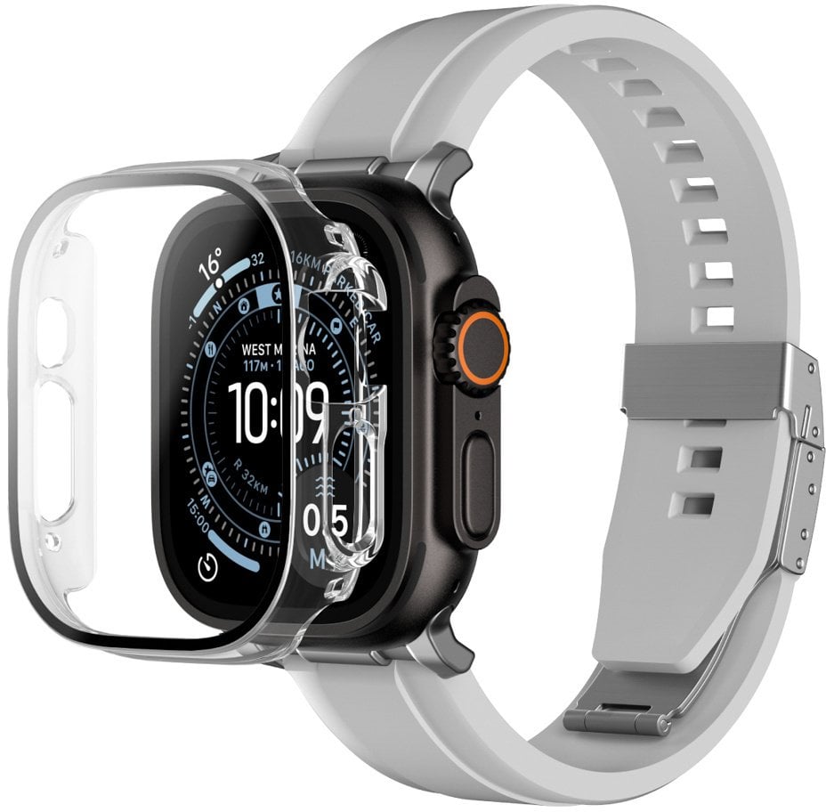 Mbulesë ore AMAZINGTHING Radix FullGuard për Apple Watch Ultra 3/2 49mm, xham i temperuar, mbulim i plotë, transparente