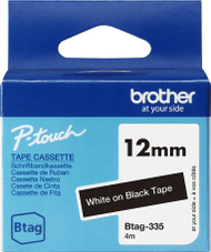 Лента етикета Brother BTAG-335, 12mm, 4m, бело на црно