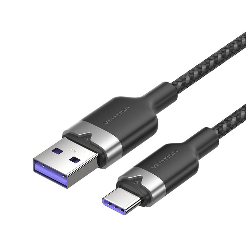 Kabllo USB në USB C Vention, 1m, 6A 100W, i zi
